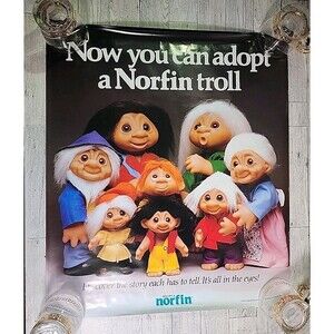 Vintage Thomas Dam Norfin Trolls Poster 18x20" Collectible Doll 1980s *RARE*